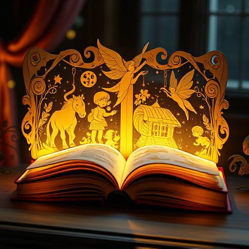 Display of a Magical Fairy Tale Book with pop-up illustrations