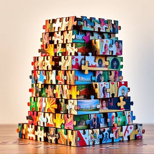 Stack of colorful Puzzle Games with different themes, shapes and sizes